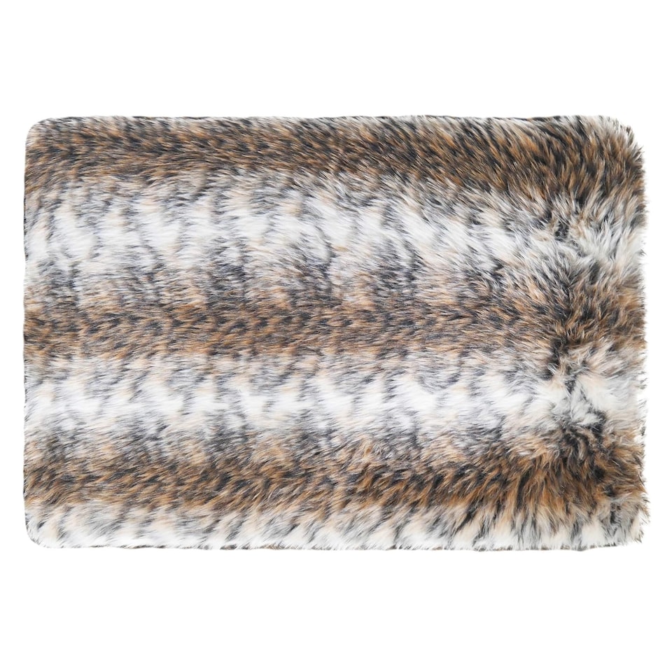 image 1 of Rosewood Brown Cosy Faux Fur Print Dog Mattress Bed