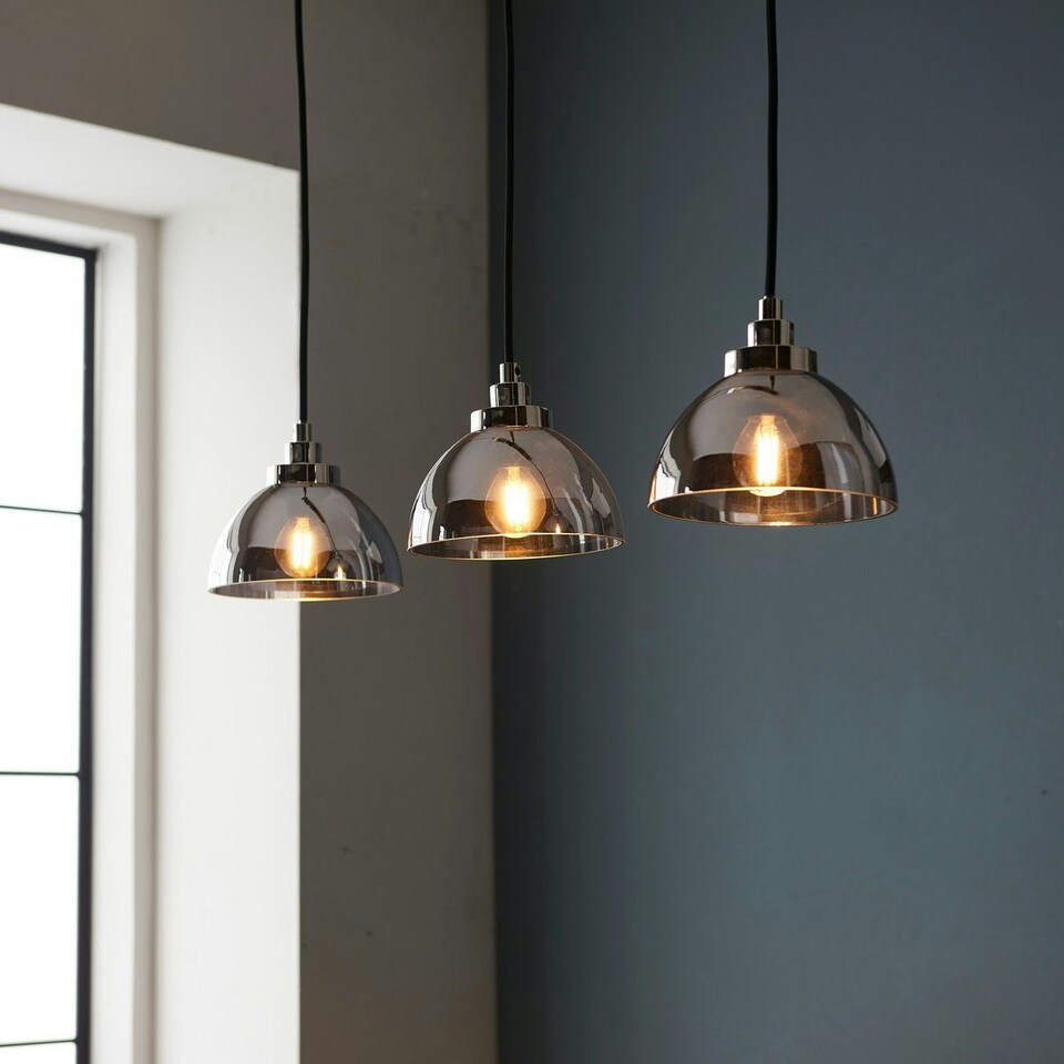 image 1 of Caspa Bar Pendant Ceiling Lamp, Bright Nickel Plate, Mirrored Glass