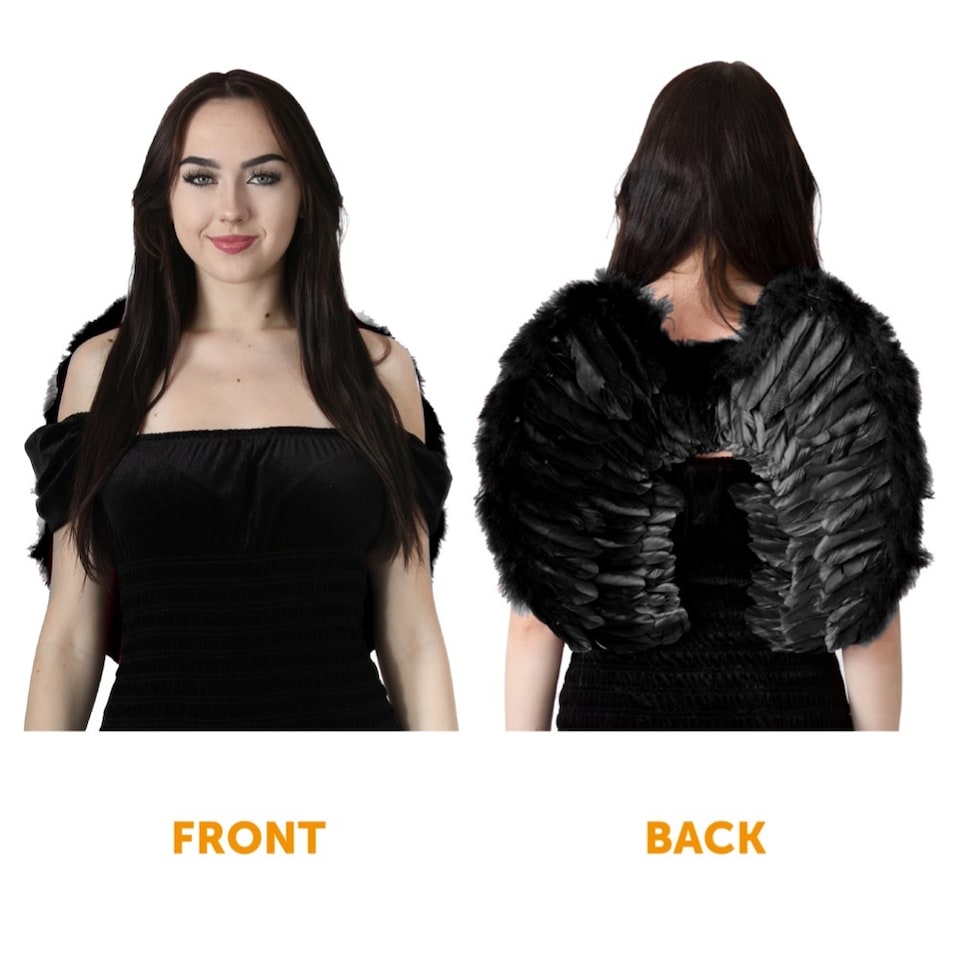 image 1 of Dark Angel Costume Set - Black Wings and Black Halo | Black | One Size
