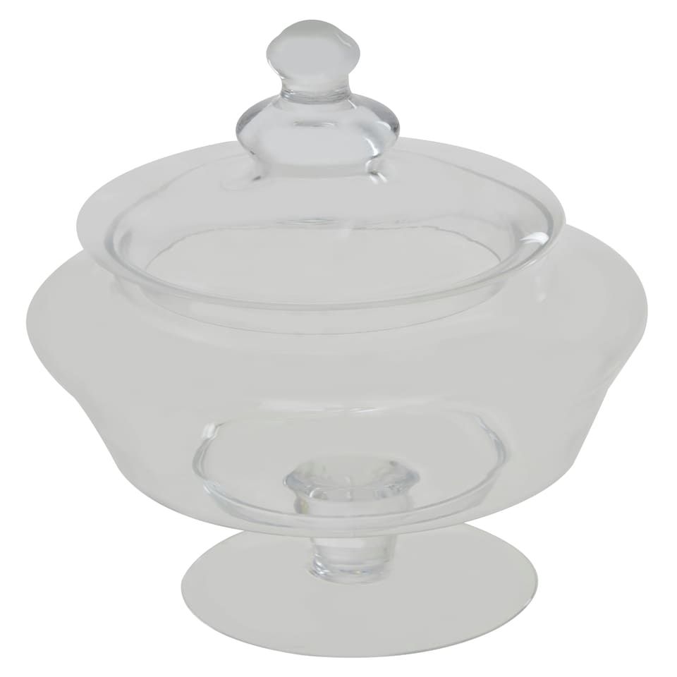 image 1 of Interiors by Premier Clear Glass Candy Large Storage Jar, 3100ml Capacity, Footed Glass Canister with Decorative Orb Lid