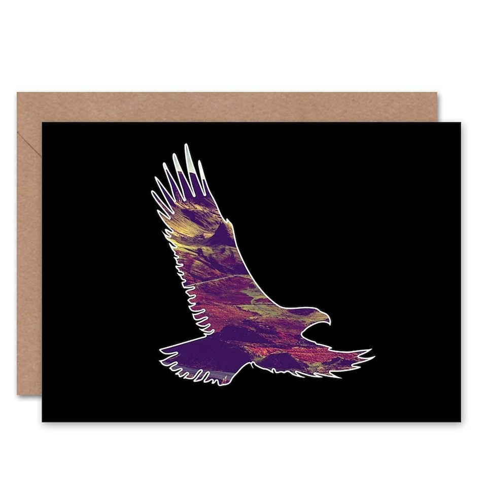 image 1 of Bird of Prey Scenic Scottish Heather Hillside Art Card