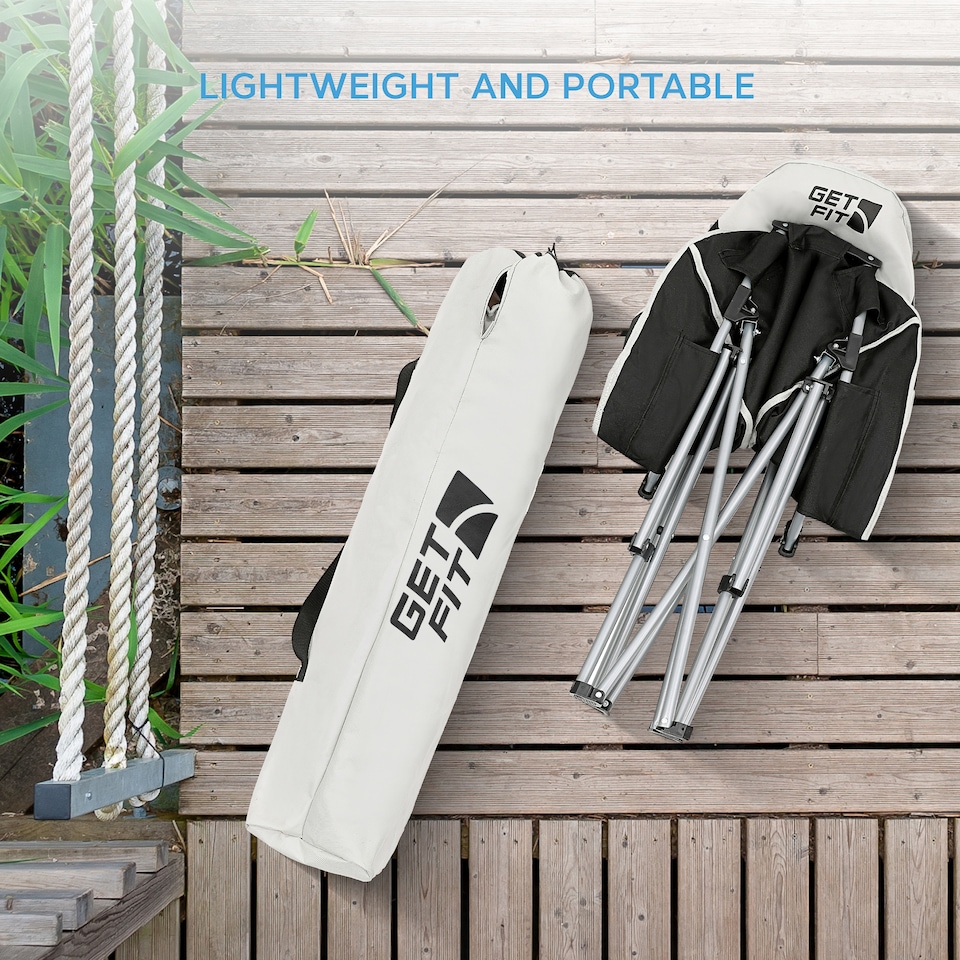 image 1 of Get Fit Moon Camping Chair - Portable Outdoor Premium Folding Chair With Magazine Pocket, Cup Holder & Carry Bag - Capacity 130Kg - 2 Pack | Grey | 2