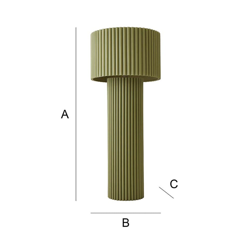 image 1 of ValueLights Lenny Moss Green Shade Ribbed Fabric Midi Floor Lamp & Bulb | Green