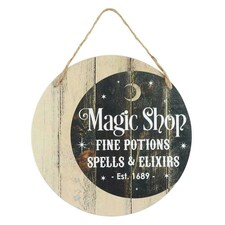 Something Different Magic Shop Round Door Sign - Cream/Black - One Size