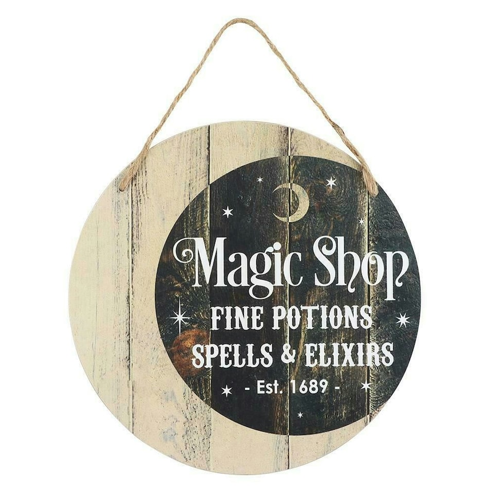 Something Different Magic Shop Round Door Sign - Cream/Black - One Size