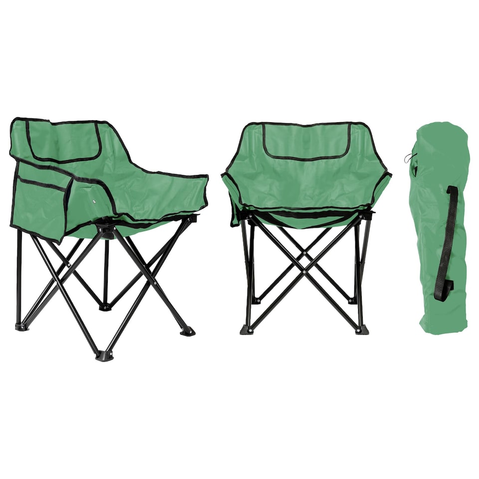 image 1 of Harbour Housewares Premium Folding Camping Chairs with Pockets & Carry Bag - Green - Pack of 2 | Green | Green
