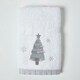 image 3 of Homescapes Silver Christmas Tree Embroidered 100% Cotton Hand Towel | Multi
