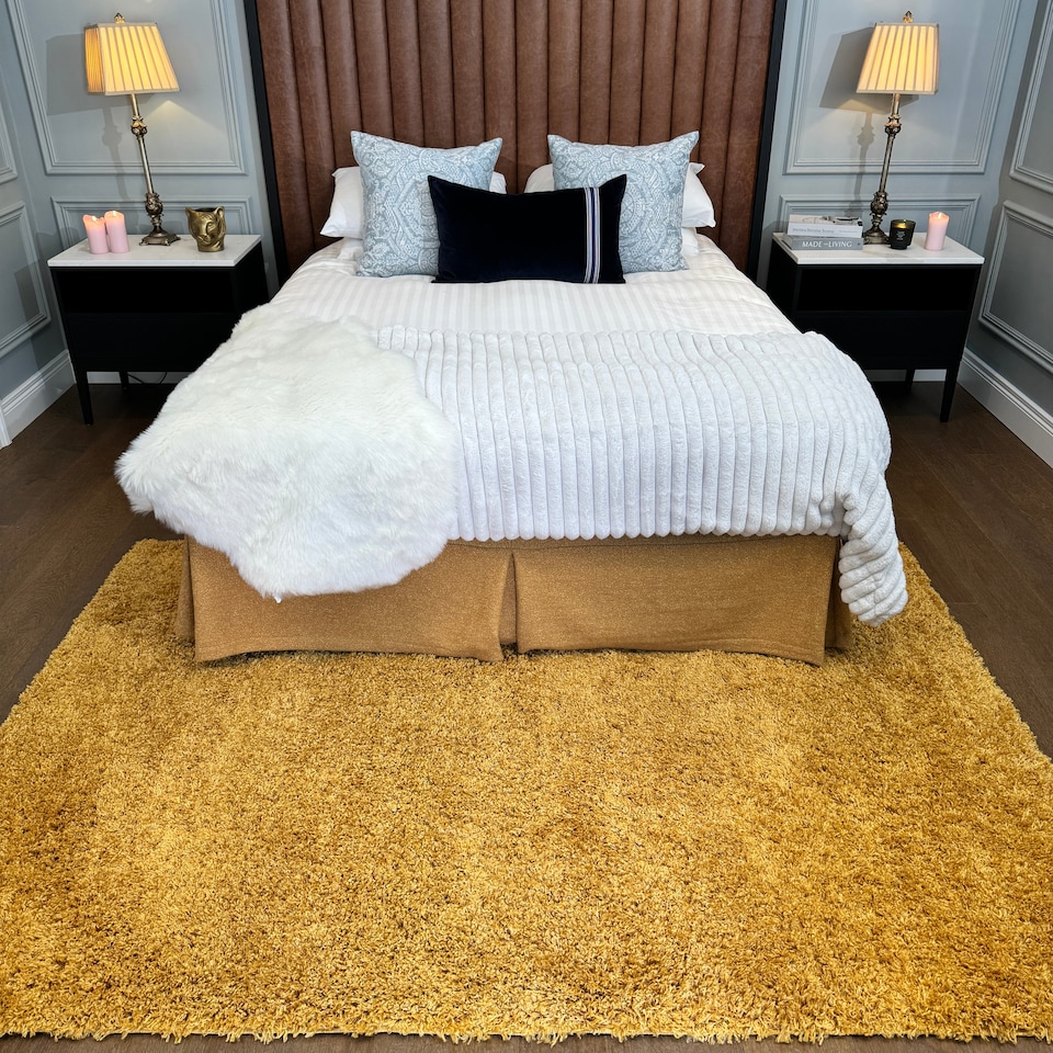 image 1 of KUKOON Yellow Ochre Super Soft Shaggy Rug 160cm x 230cm