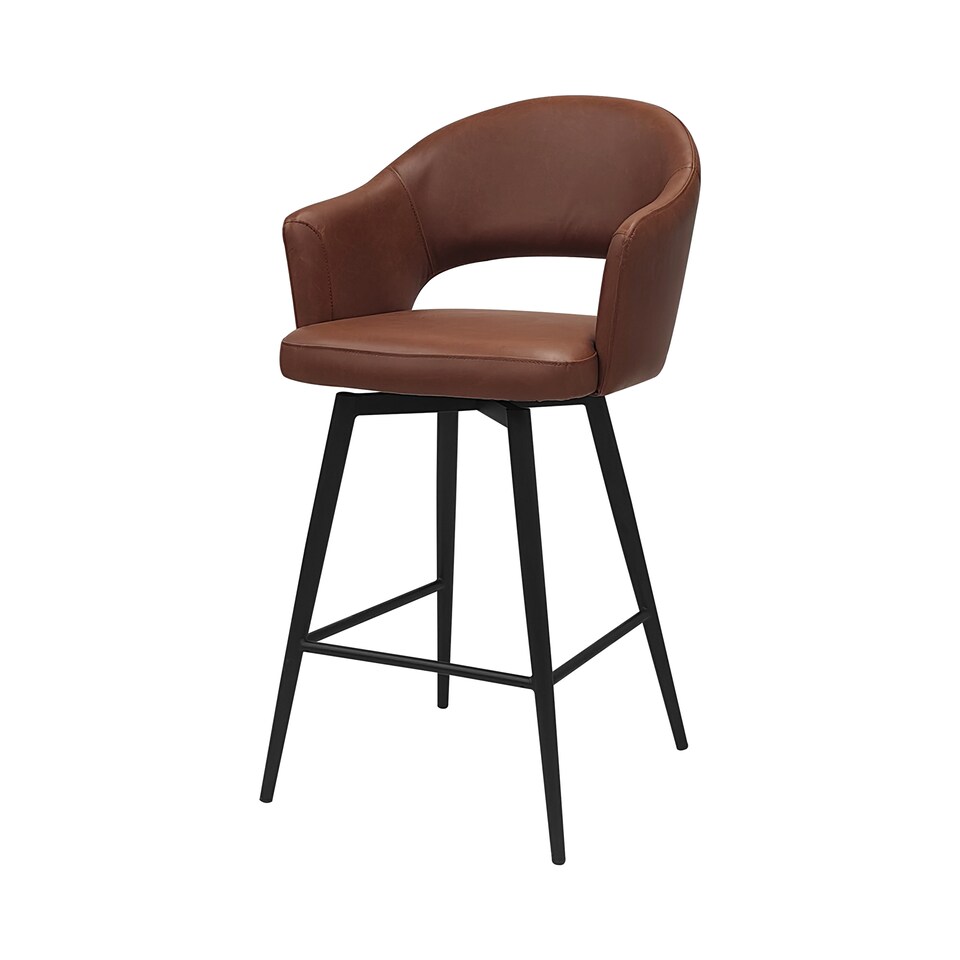 image 1 of Bentley Designs - Sterling - Swivel Barstool in Tan Faux Leather (Single)