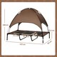 image 7 of PawHut 122cm Elevated Dog Bed Cooling Raised Pet Cot UV Protection Canopy Brown