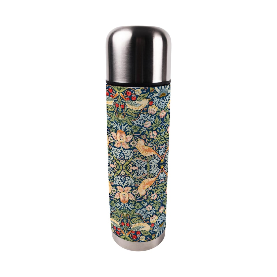 image 1 of Blue Strawberry Thief Large Reusable Thermal Flask