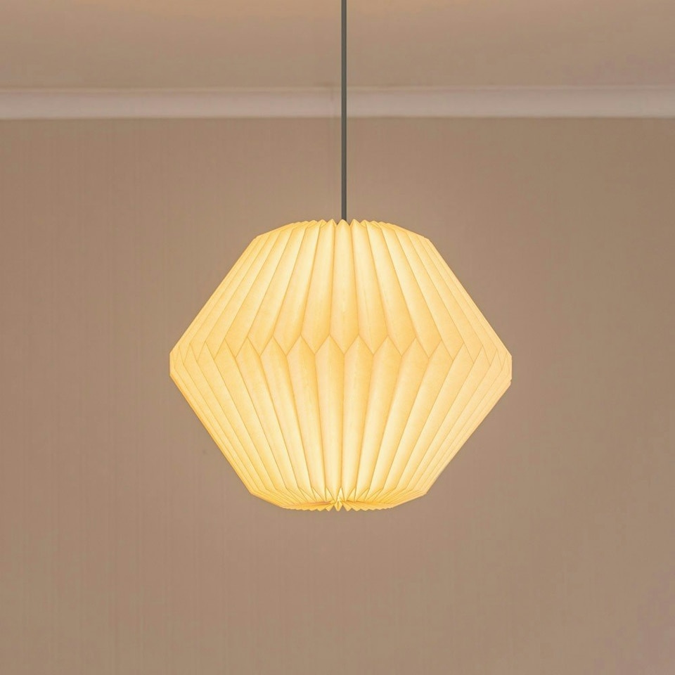 image 1 of ValueLights Astrid Geometric Origami Hexagon Paper Pleated Easy Fit Lamp Shade White