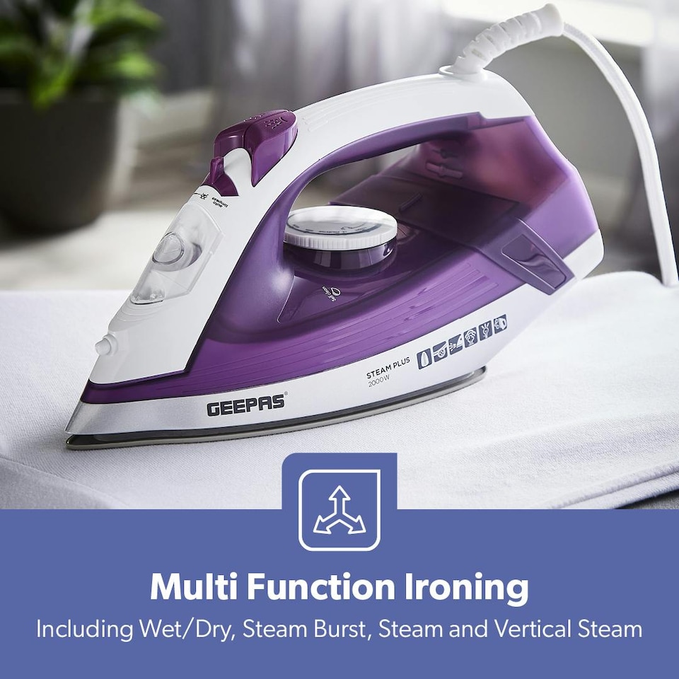image 1 of GEEPAS Steam Iron  2000W Purple