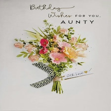 For Aunty Floral Bouquet Foil Finished Birthday Card