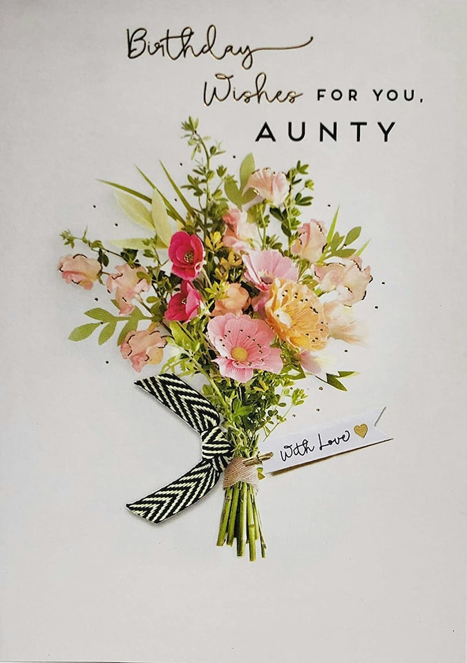 image 1 of For Aunty Floral Bouquet Foil Finished Birthday Card