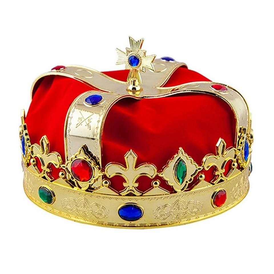 image 1 of Bristol Novelty Unisex Faux Gem Kings Crown - Gold/Red - One Size One Size