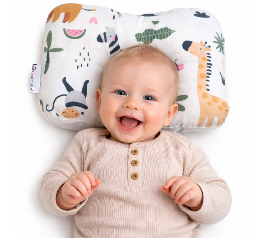 image 1 of TradeProvider® Baby Head Support Cushion for Pram, Pushchair, Stroller, Infant Support Pad, Newborn Travel Headrest (Safari Adventure Collection)