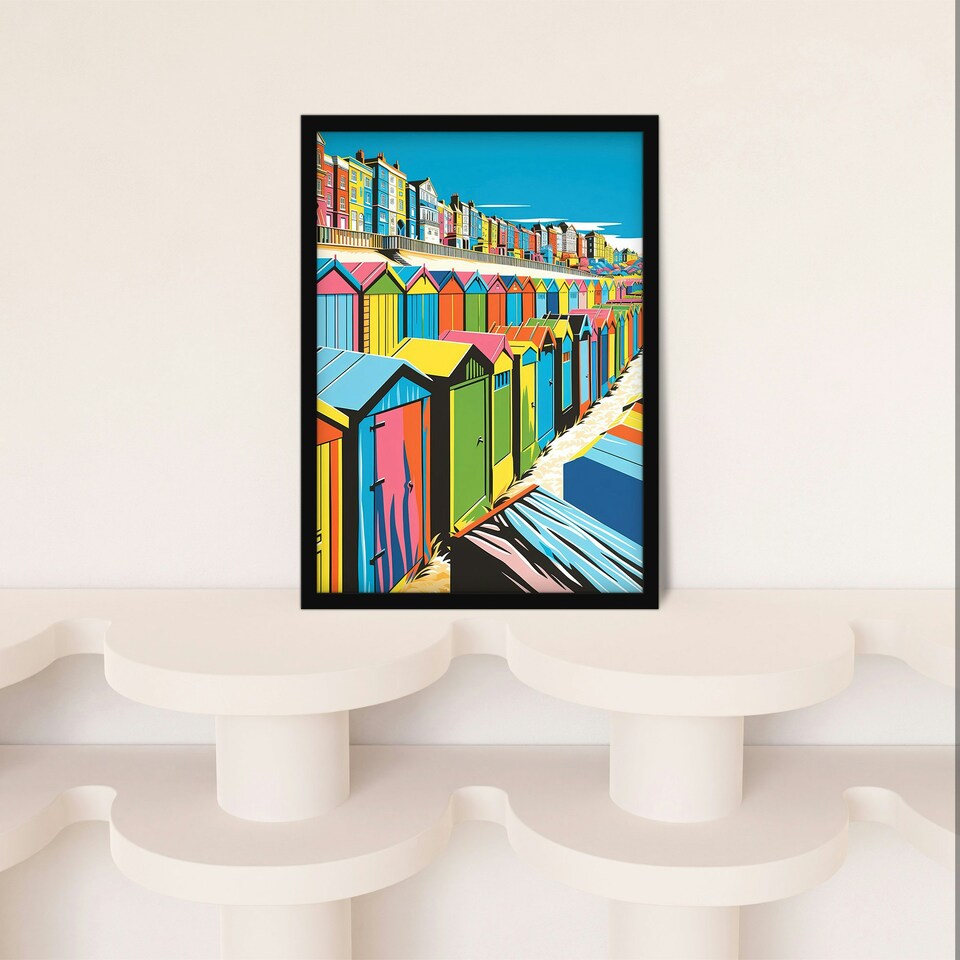 image 1 of Beneath Promenade Life By Beach Bright Black Framed Wall Art Print A4