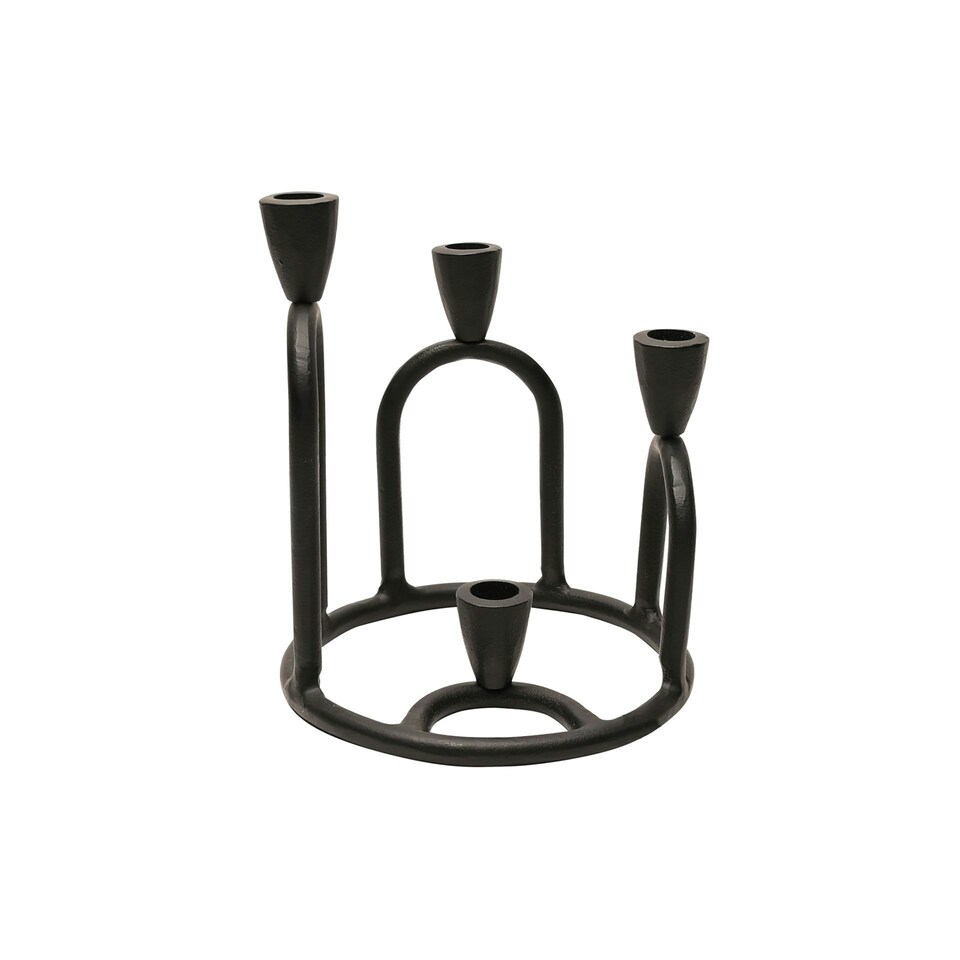 image 1 of Hestia Metal Candlestick Holder for 4 Candles - Black Black
