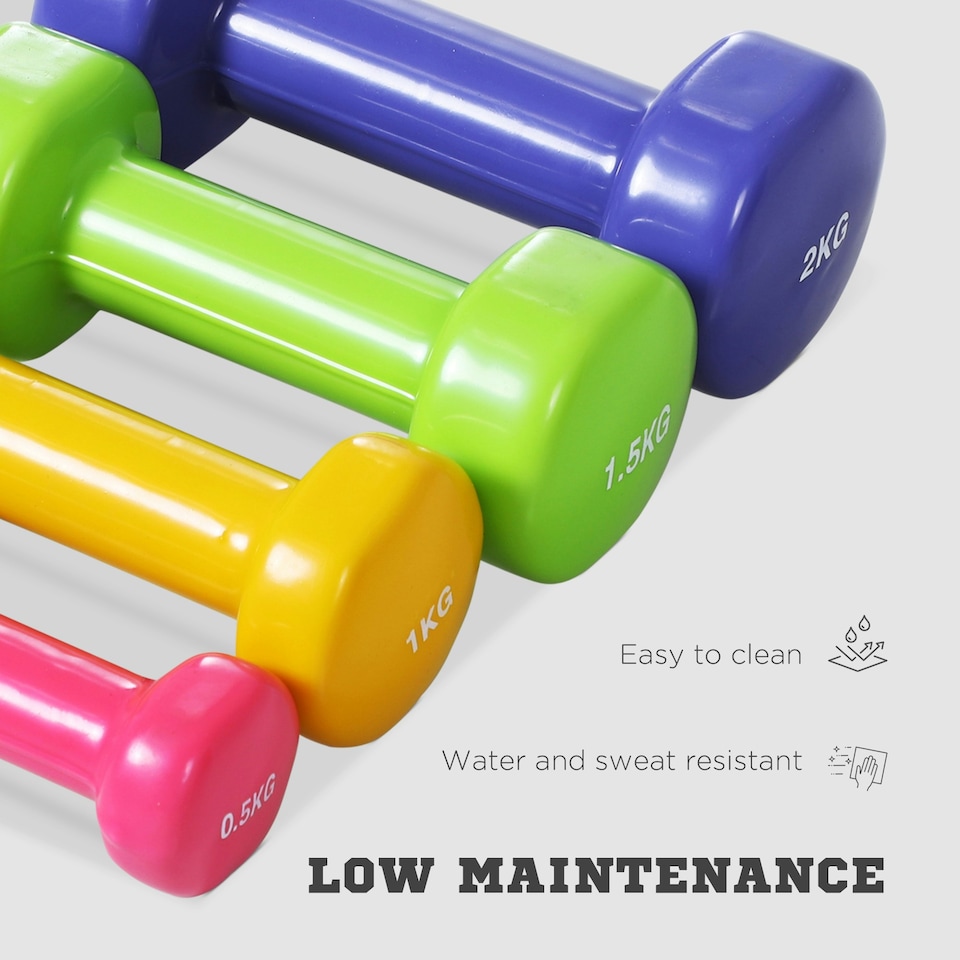 image 1 of HOMCOM 10kg Colourful Dumbbell Weights Set Home Exercising Toning w/ Case Gym