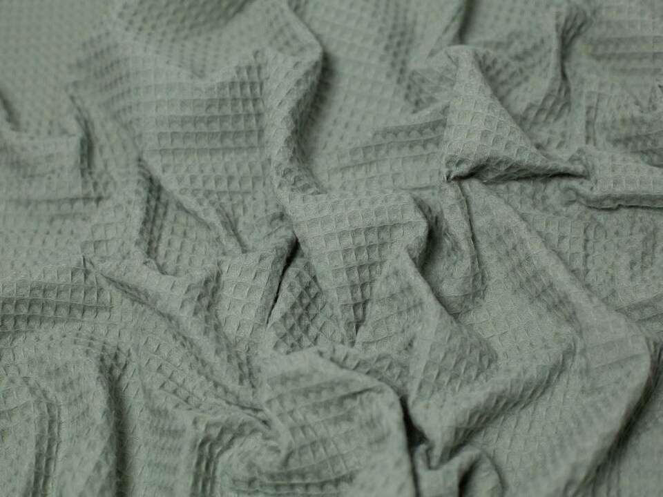 Minerva Core Range Green Medium Cotton Waffle Fabric for Dressmaking, 150cm / 59" Wide - per metre