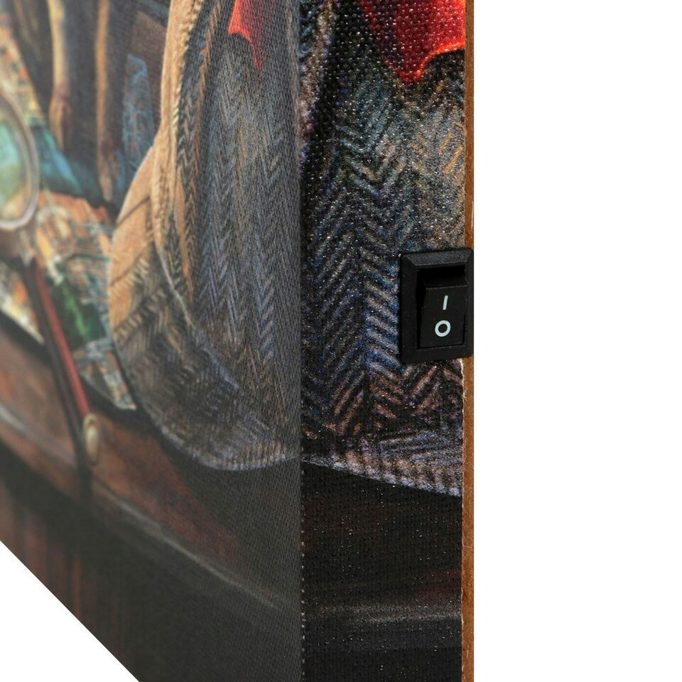 image 1 of Lisa Parker Purrlock Holmes Light Up Canvas Plaque - Multicoloured - 30cm x 30cm