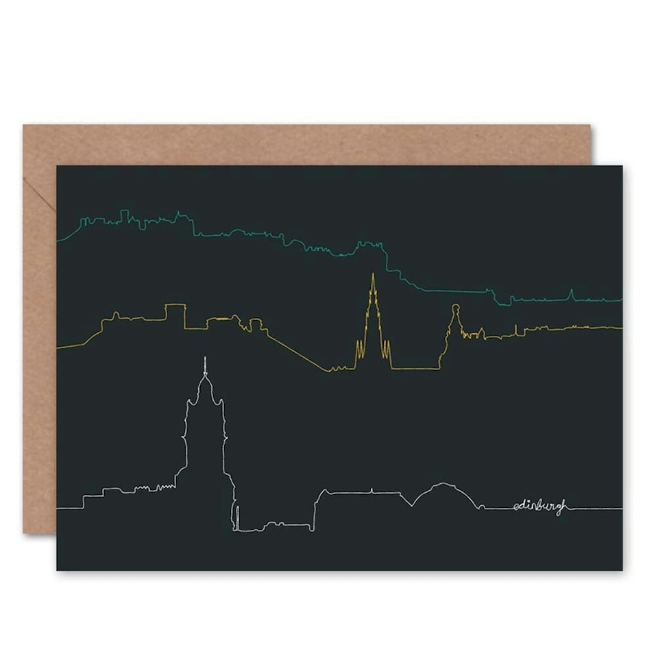 image 1 of Edinburgh Cityscape Lines Scottish Scotland Card