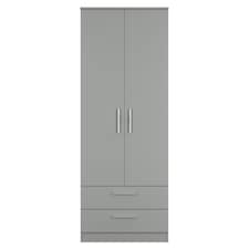 Trent Tall 2 Drawer Double Wardrobe in Dusk Grey (Ready Assembled) | Grey | Dusk Grey