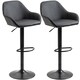 image 1 of HOMCOM Bar Stools Set of 2, Height Adjustable Swivel Barstools, PU Leather Kitchen Stools with Backs, Armrests and Footrest for Home, Counter and Dining Room, Black