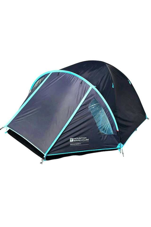 image 1 of Mountain Warehouse Weekender 4 Man Tent Waterproof Breathable Camping Accessory | Blue | One Size