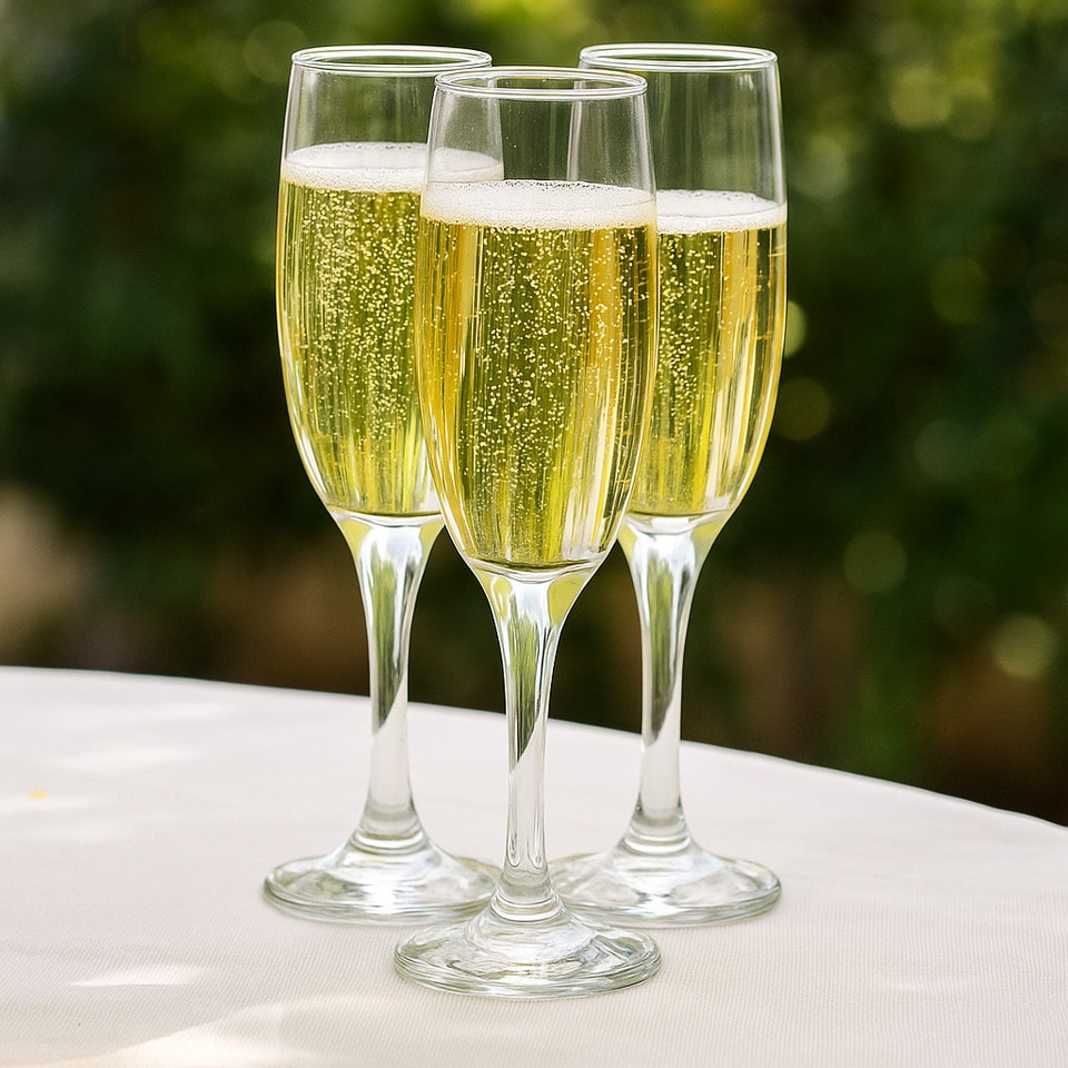 image 1 of Empire Champagne Flute Glasses 220ml Classic Tall Stemmed Barware Set | Clear | Set of 6