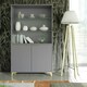 image 6 of Grey Display Cabinet 100cm Ribbed Doors Gold Legs Modern Storage Unit Grey