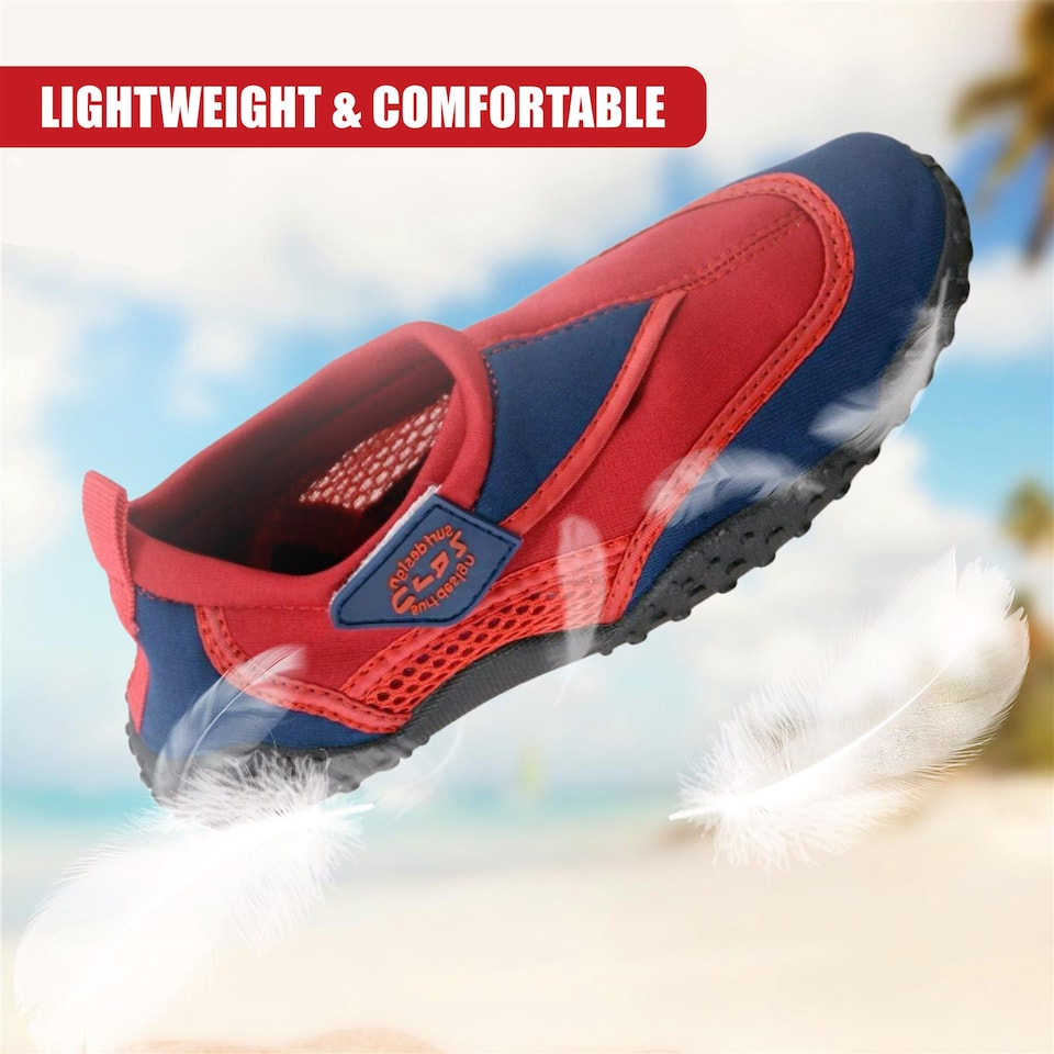 image 1 of GEEZY Aqua Water Shoes, Unisex, Beach Surfing Holidays - Red, UK Adult 5