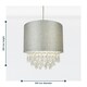 image 8 of First Choice Lighting Set of 2 Sparkle Grey Faux Silk Jewelled Easy Fit Light Shades Grey | Clear