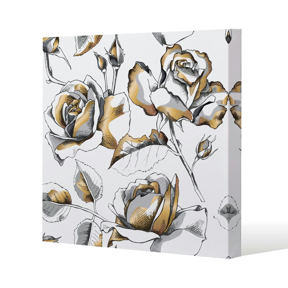 image 1 of Golden Roses (Canvas Print) 61 x 61 x 4cm