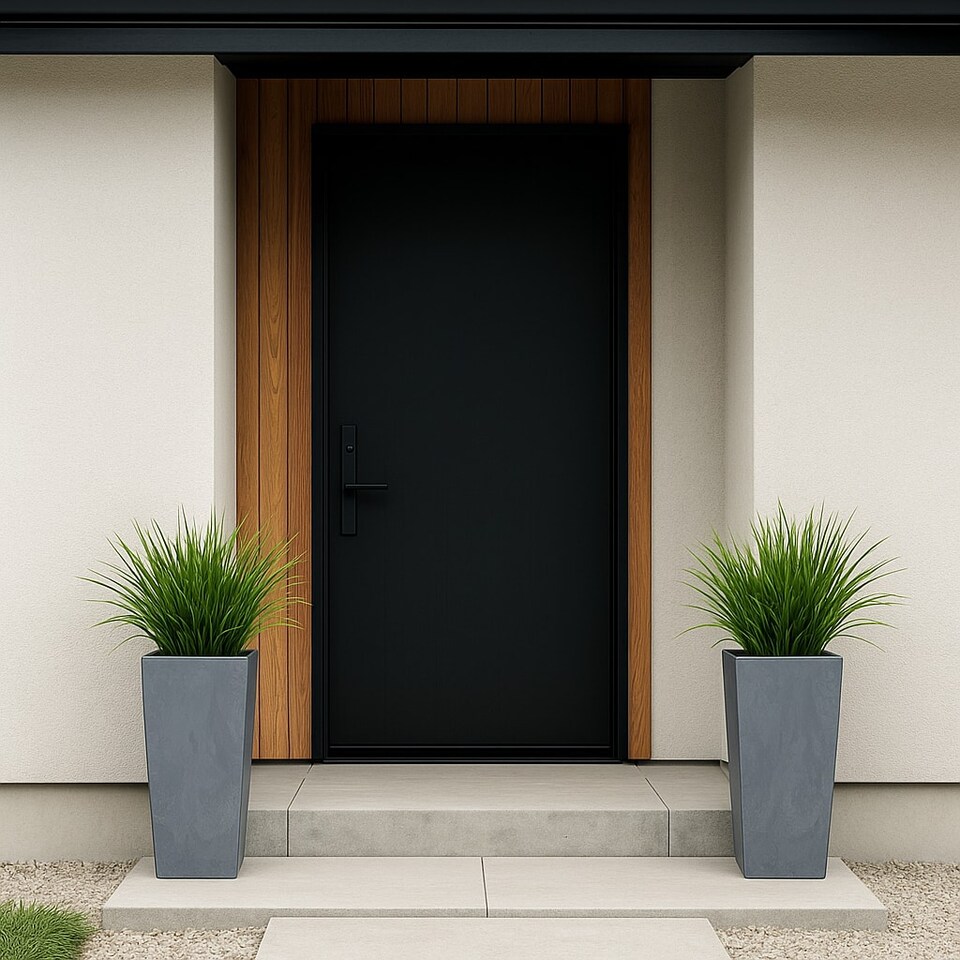 image 1 of URBI 26.5cm Concrete Effect Square Planter with Internal Insert | Grey | Grey & Set of 4 | 4