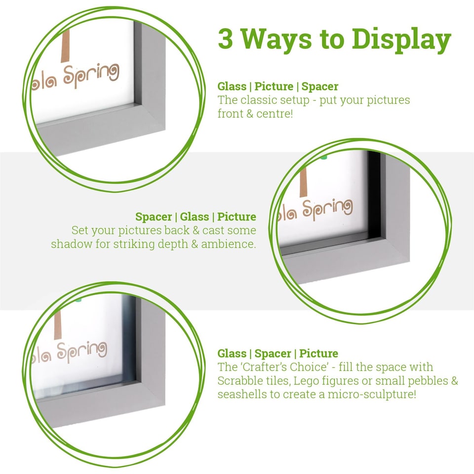 image 1 of Nicola Spring 3D Box Photo Frame - 5 x 7" - Grey