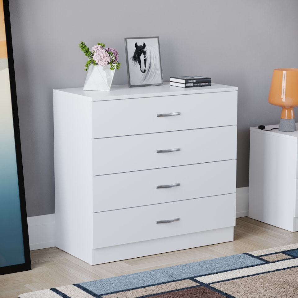 image 1 of Vida Designs Riano 4 Drawer Chest of Drawers Bedroom Storage, White