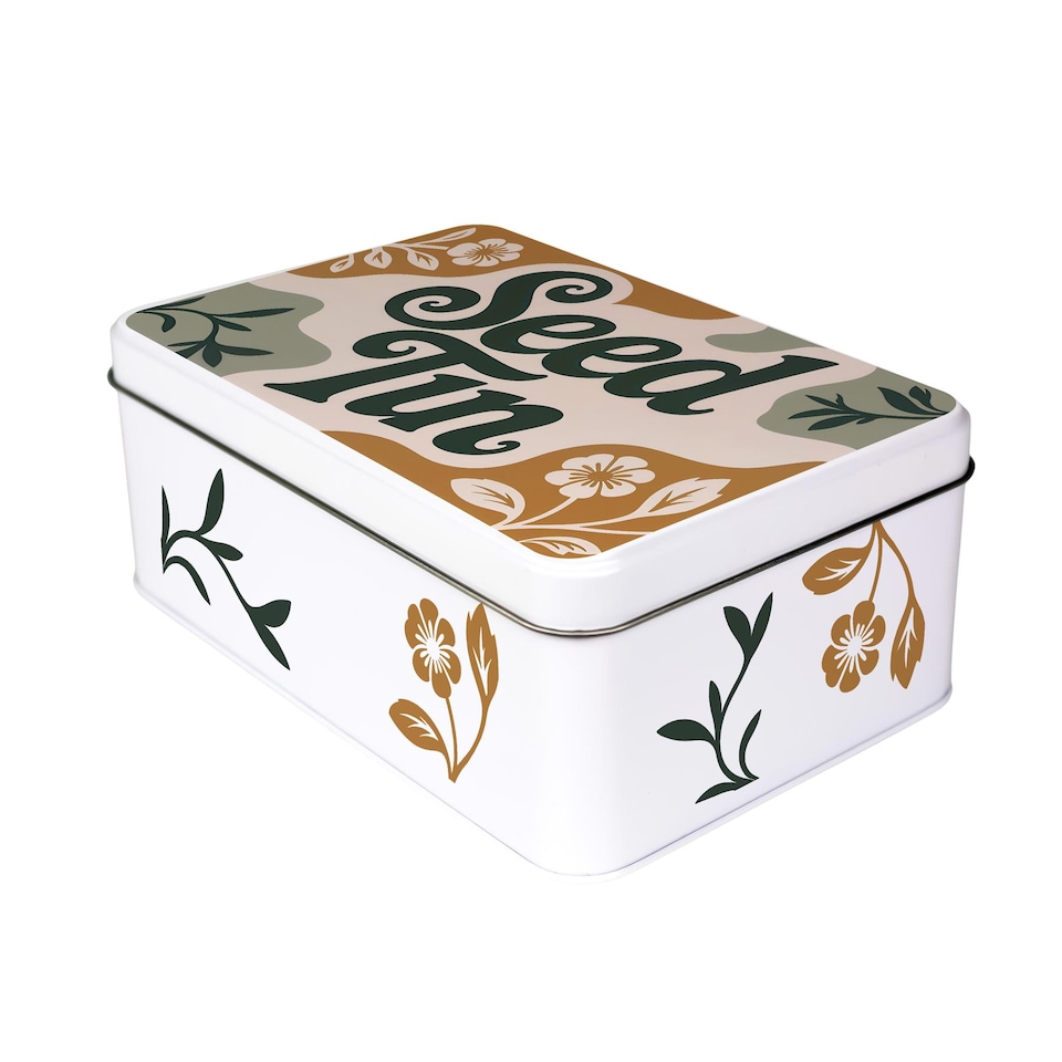image 1 of Floral Seed Storage Tin
