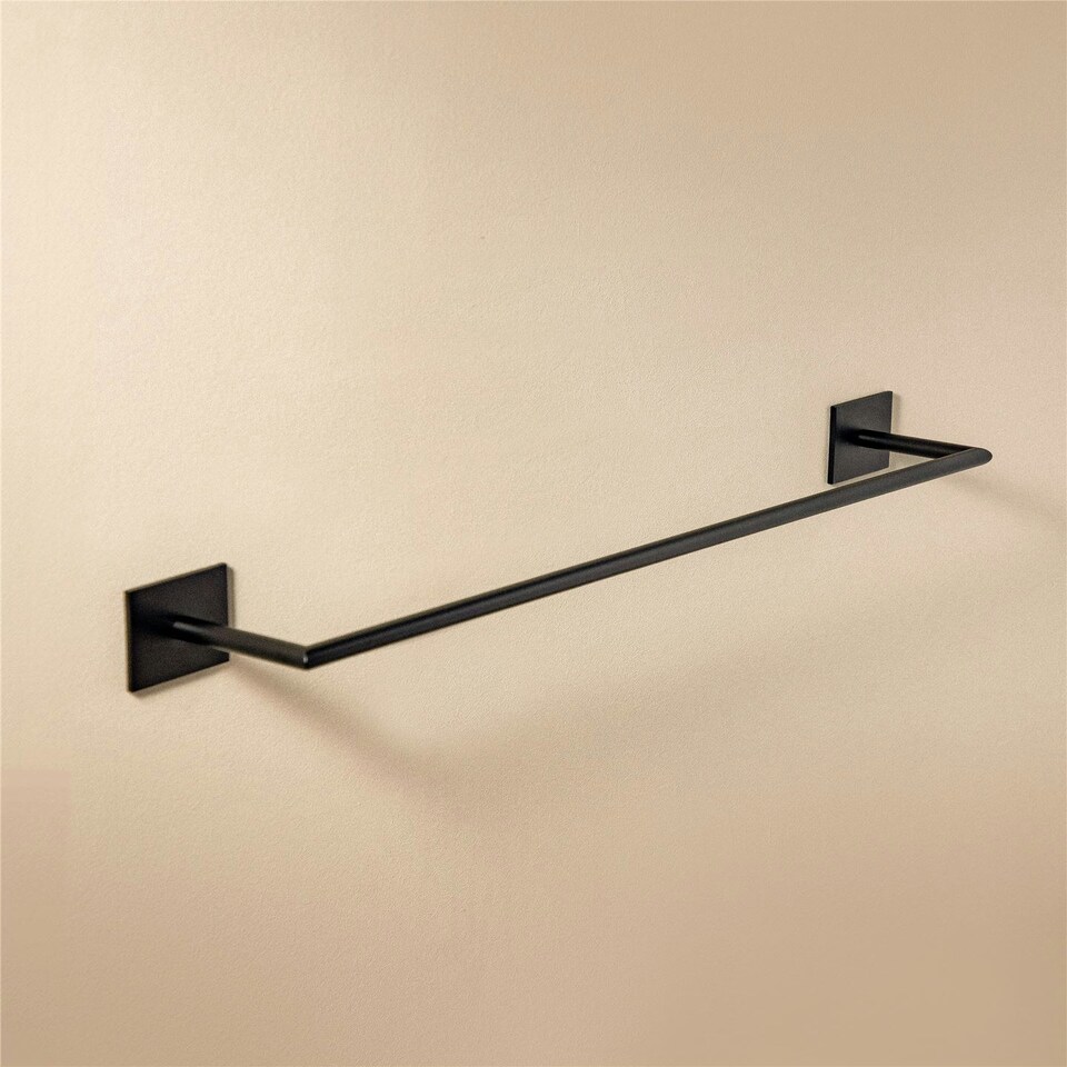 image 1 of Cosmic Wall Mounted Towel Rail w/ Metal & Self-Adhesive, Matt Finish Black-60cm