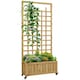 image 1 of Outsunny Wooden Trellis Planter, Raised Garden Bed with Wheels, Natural
