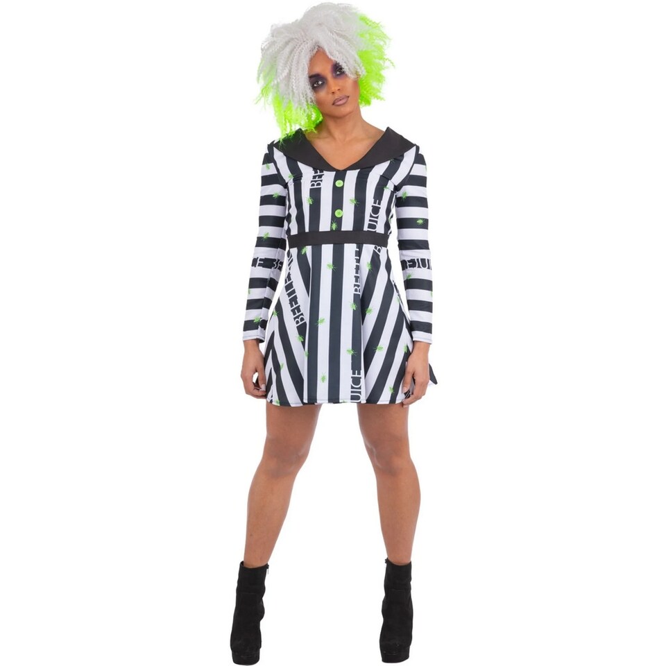 image 1 of Beetlejuice Womens/Ladies Costume | Black | Black/White | 8-10 years | 1