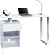 image 4 of Centurion Supports CALISTA Gloss White with Brushed Steel Legs 3-Drawer Contemporary Home Office Computer Desk | White | White | 1
