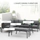 image 3 of Outsunny 4 Piece L shaped Garden Furniture Set 8 Seater Aluminium Outdoor Dining Set Conversation Sofa Set w Bench, Dining Table & Cushions, Grey