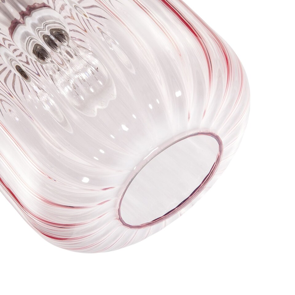 image 1 of Contemporary Soft Pink Glass Wide Ribbed Square Pendant Light Shade