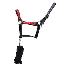 Hy Thelwell Collection Balancing Act Head Collar & Lead Rope - Red/Navy - Full