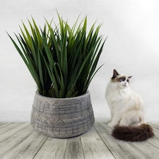 Large Composite Embossed Planter | Grey