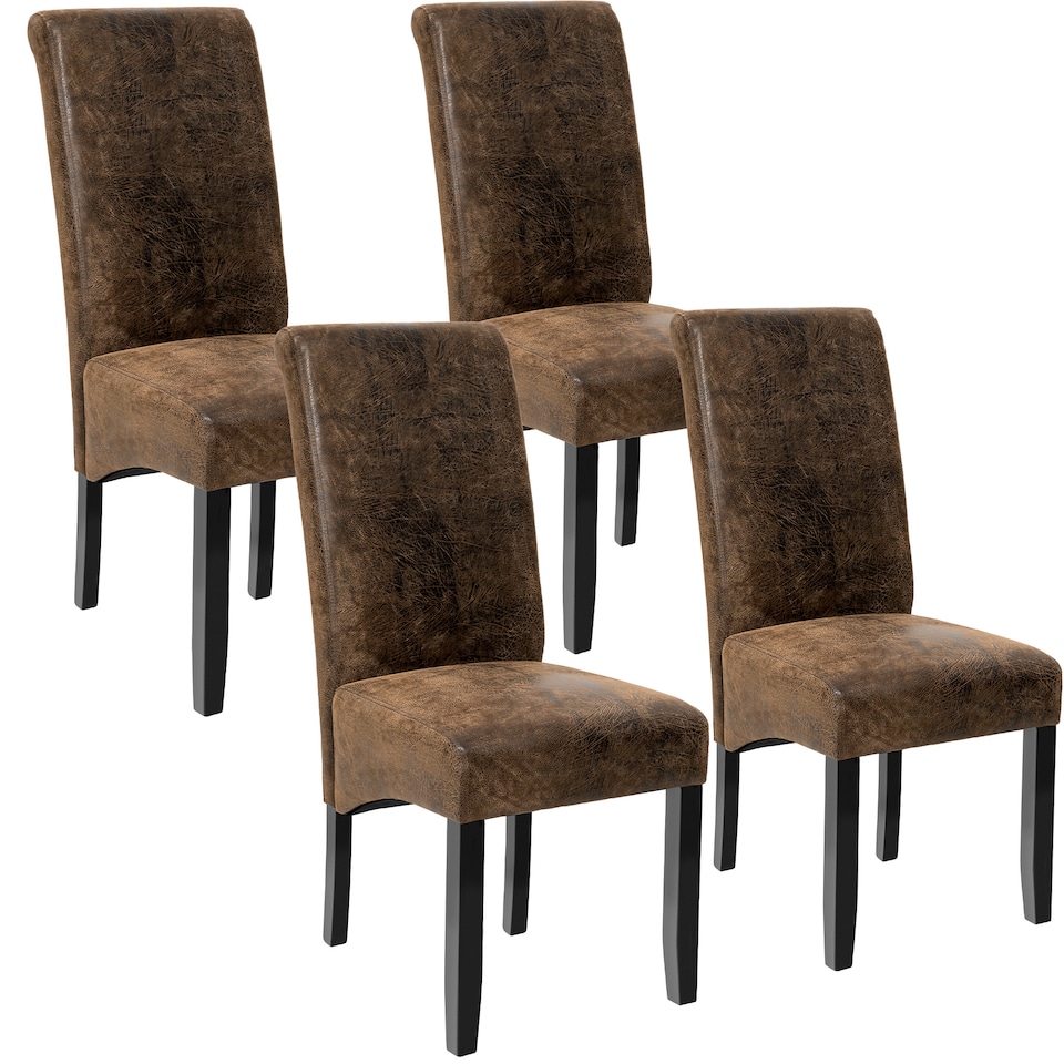 image 1 of Dining Chair - ergonomic seat shape, high backrest, padded, faux leather | Brown | antique brown | 4