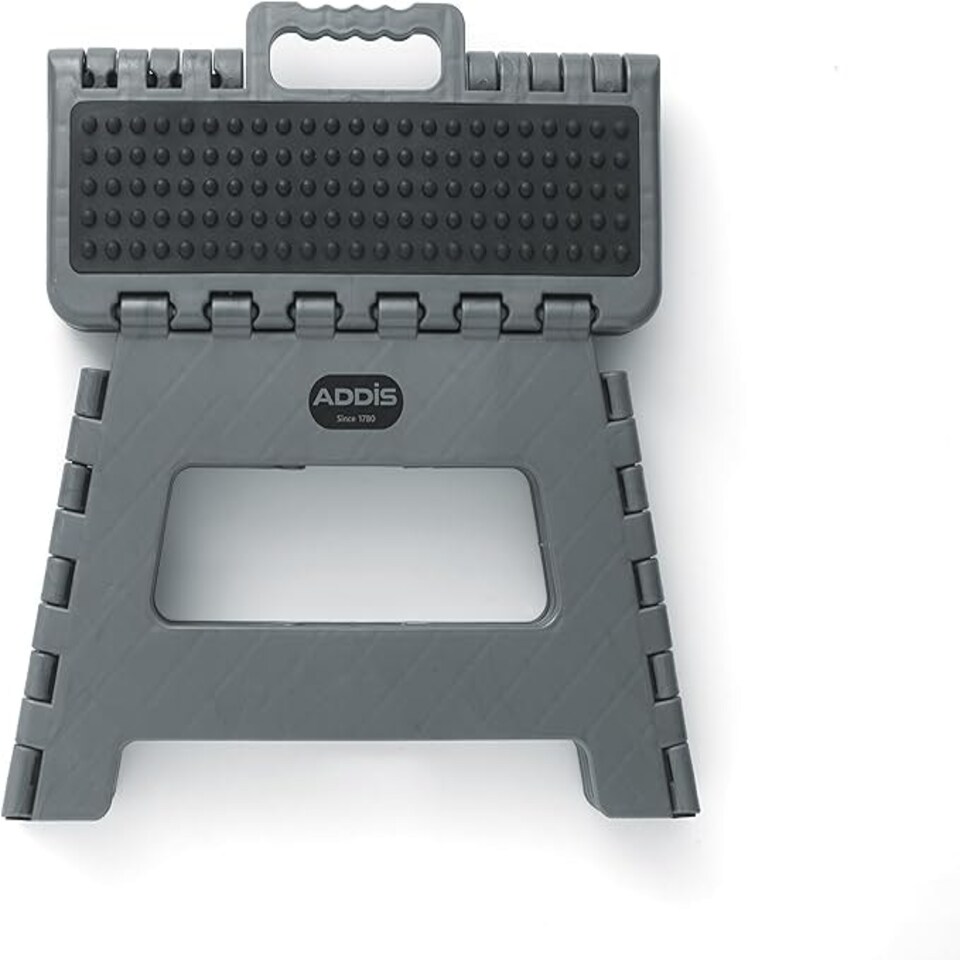 image 1 of Folding Step Stool, Metallic Grey N/A