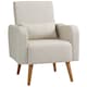 image 1 of HOMCOM Accent Chair, Linen-Touch Armchair with Pillow, Upholstered Leisure Lounge Sofa for Living Room, Club Chair with Rubber Wooden Frame, Cream